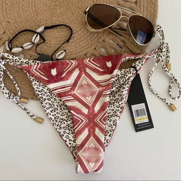 𝅺DOLCE Vita Tie side Cheeky Bikini bottom MEDIUM boho bohemian Reversible NWT - Picture 4 of 11